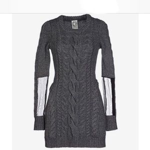 Cable Sweater Mini with black Mesh Cut Out Sleeves